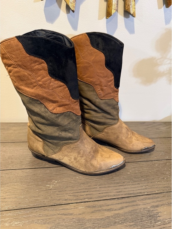 Zodiac Shoes - Vintage Zodiac Multicolor Suede Cowboy Boots